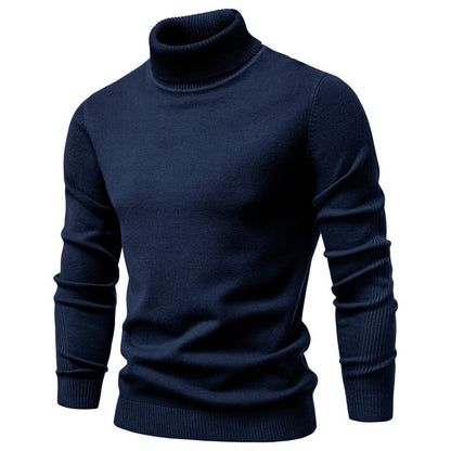 Men’s Solid Color Turtleneck Knit Sweater