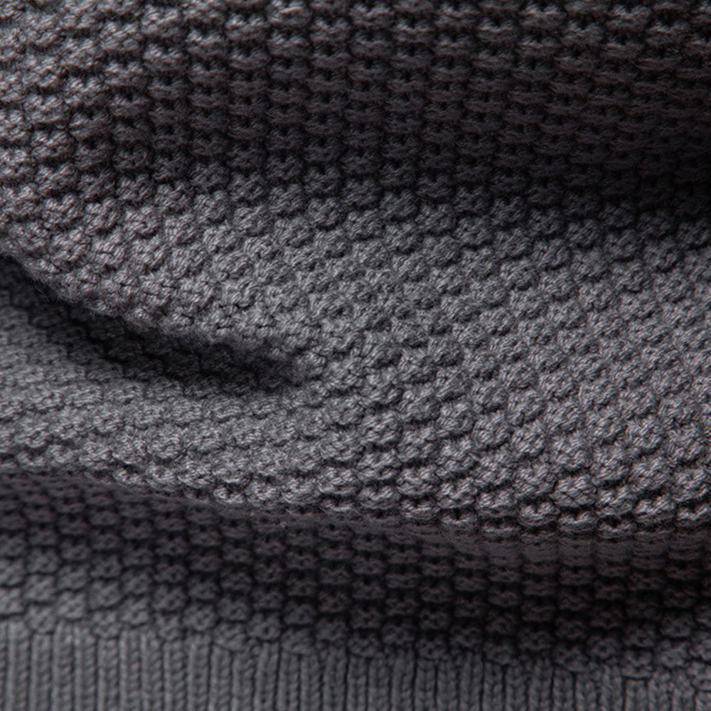 Men’s Zip-Up Stand Collar Cable Knit Sweater