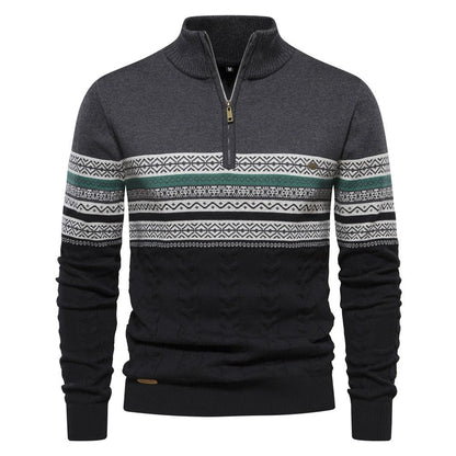 Men's Half-Zip Stand Collar Polo Sweater