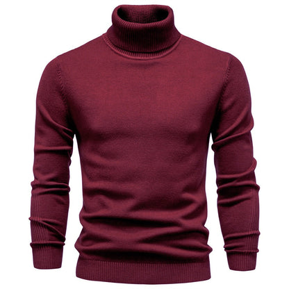 Men’s Solid Color Turtleneck Knit Sweater
