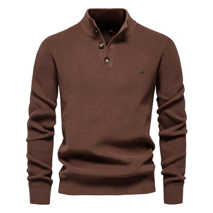 Men's Buttoned Turtleneck Sweater