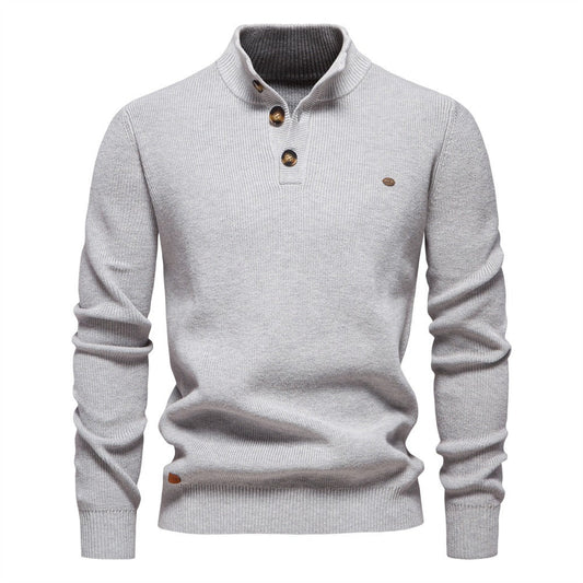 Men's Buttoned Turtleneck Sweater